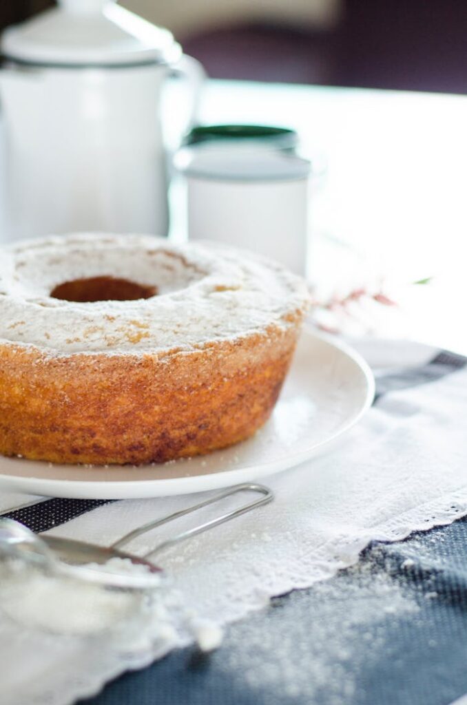 Donut on White Ceramic Plate